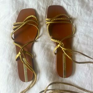 Zara flat lace up sandals